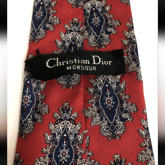 Dior Elegant Red and Blue Patterned Tie - Picture 1 of 6